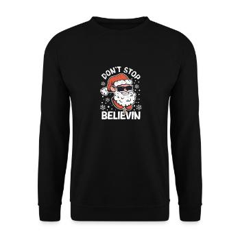 Don't Stop Believin Weihnachtsmann Coole Brille - Unisex Pullover - Schwarz - Vorne - Alina (178cm) & Michal (187cm)