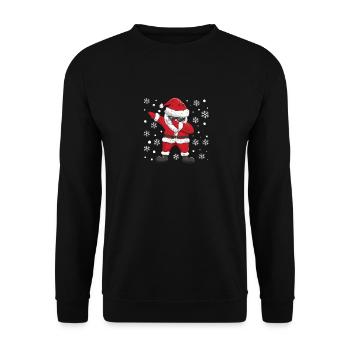 Dabbing Père Noël Pyjama de Noël Drôle - Sweat-shirt Unisexe - noir - Devant - Alina (178cm) & Michal (187cm)
