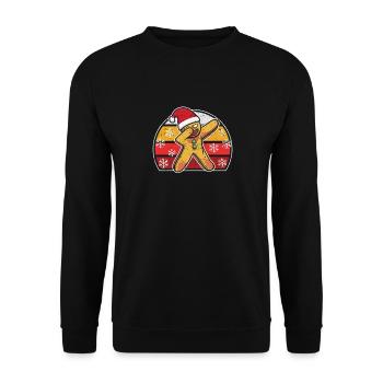 Tupfen Lebkuchenmann Weihnachtsbäckerei Team Xmas - Unisex Pullover - Schwarz - Vorne - Alina (178cm) & Michal (187cm)