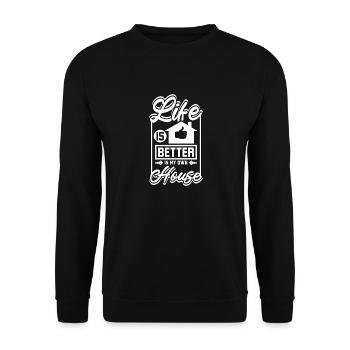 La vie est meilleure dans ma propre maison - Sweat-shirt Unisexe - noir - Devant - Alina (178cm) & Michal (187cm)