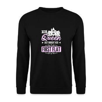 This queen just bought her first flat - Unisex Sweatshirt - black - Front - Alina (178cm) & Michal (187cm)
