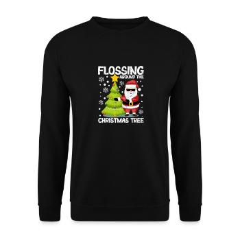 Passer la soie dentaire autour de l’arbre du Père Noël - Sweat-shirt Unisexe - noir - Devant - Alina (178cm) & Michal (187cm)