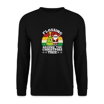 Weihnachtsmann Floss Xmas Flossing Around The - Unisex Pullover - Schwarz - Vorne - Alina (178cm) & Michal (187cm)