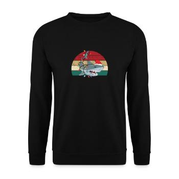 Weihnachtsmann Hai Weihnachten Hai Weihnachtsbaum - Unisex Pullover - Schwarz - Vorne - Alina (178cm) & Michal (187cm)
