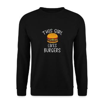 Manger des hamburgers, dicton ironique Burger - Sweat-shirt Unisexe - noir - Devant - Alina (178cm) & Michal (187cm)