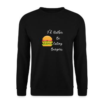 Plutôt manger un hamburger, dire ironique, manger - Sweat-shirt Unisexe - noir - Devant - Alina (178cm) & Michal (187cm)