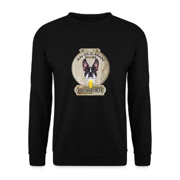 Boston Terrier Dad Beer Lover - Unisex Pullover - Schwarz - Vorne - Alina (178cm) & Michal (187cm)