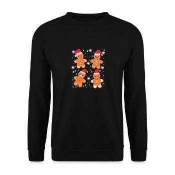 Lebkuchenmann Plätzchen Weihnachten Pyjamas Xmas - Unisex Pullover - Schwarz - Vorne - Alina (178cm) & Michal (187cm)