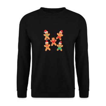 Gingerbread Man Cookies Christmas Pyjamas Xmas - Unisex Sweatshirt - black - Front - Alina (178cm) & Michal (187cm)