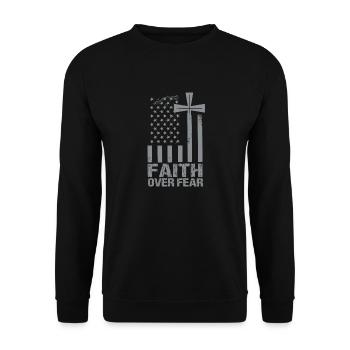 Faith About Fear American Pride Religious - Unisex Sweatshirt - black - Front - Alina (178cm) & Michal (187cm)