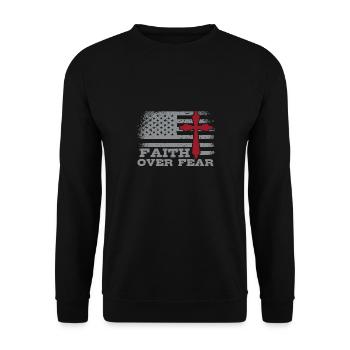 Glaube Über Angst Amerikanischer Stolz Religiöse - Unisex Pullover - Schwarz - Vorne - Alina (178cm) & Michal (187cm)