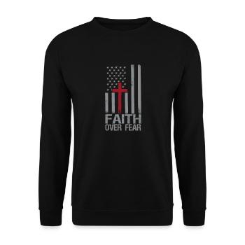 Glaube Über Angst Amerikanischer Stolz Religiöse - Unisex Pullover - Schwarz - Vorne - Alina (178cm) & Michal (187cm)