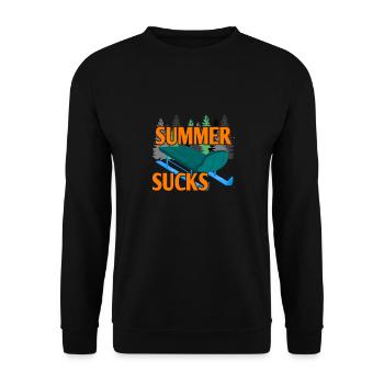 SUMMER SUCKS Funny Sledding Lover T-Shirt Present - Unisex Pullover - Schwarz - Vorne - Alina (178cm) & Michal (187cm)