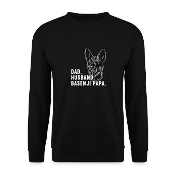 Basenji Hund Geschenk - Unisex Pullover - Schwarz - Vorne - Alina (178cm) & Michal (187cm)