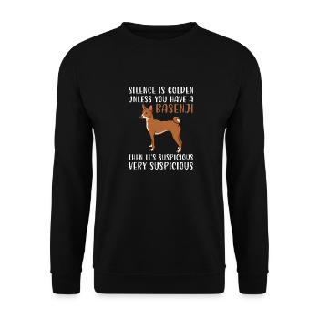 Basenji Hund Geschenk - Unisex Pullover - Schwarz - Vorne - Alina (178cm) & Michal (187cm)