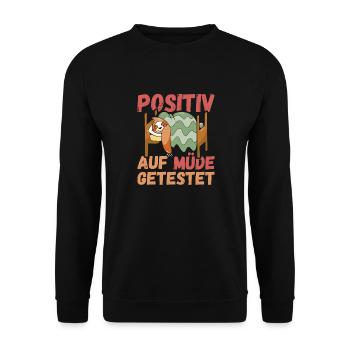 Positiv auf Müde getestet Sloth Fun - Unisex Pullover - Schwarz - Vorne - Alina (178cm) & Michal (187cm)