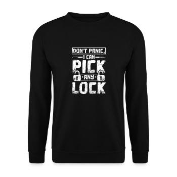 Don't panic I can pick any lock locksmith - Unisex Sweatshirt - black - Front - Alina (178cm) & Michal (187cm)