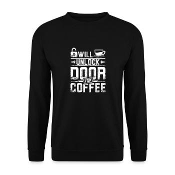 Will unlock door for coffee locksmith - Unisex Pullover - Schwarz - Vorne - Alina (178cm) & Michal (187cm)