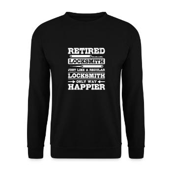 Happy retired locksmith - Unisex Sweatshirt - black - Front - Alina (178cm) & Michal (187cm)