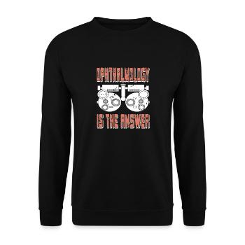 Ophthalmology Is The Answer Cool Retro T-Shirt - Unisex Sweatshirt - black - Front - Alina (178cm) & Michal (187cm)