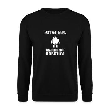Über Robotik nachdenken Lustiger Roboteringenieur - Unisex Pullover - Schwarz - Vorne - Alina (178cm) & Michal (187cm)