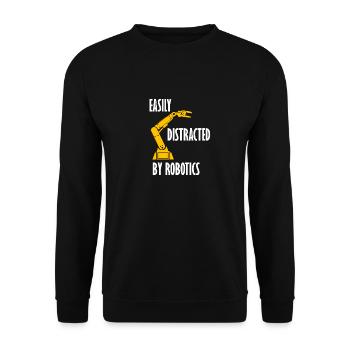 Abgelenkt von Robotern Elektronischer Robotik - Unisex Pullover - Schwarz - Vorne - Alina (178cm) & Michal (187cm)