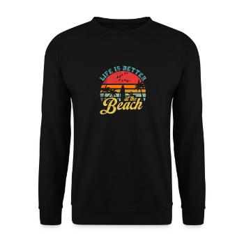 Das Leben ist besser am Strand Retro Summer Cool - Unisex Pullover - Schwarz - Vorne - Alina (178cm) & Michal (187cm)