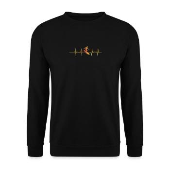 Vintage Surfer Heartbeat Surf Wellen Surfspaß - Unisex Pullover - Schwarz - Vorne - Alina (178cm) & Michal (187cm)