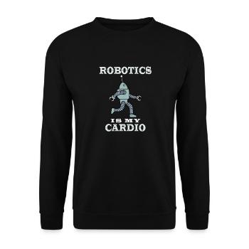 Robotik als Cardio Ironic Hobbyingenieur - Unisex Pullover - Schwarz - Vorne - Alina (178cm) & Michal (187cm)