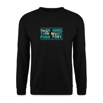 Nager fort Tournez intelligemment et repoussez - Sweat-shirt Unisexe - noir - Devant - Alina (178cm) & Michal (187cm)