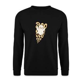 Boo halloween niedlicher geist - Unisex Pullover - Schwarz - Vorne - Alina (178cm) & Michal (187cm)
