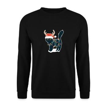 Reindeer Black Cat Christmas Lights Funny - Unisex Sweatshirt - black - Front - Alina (178cm) & Michal (187cm)