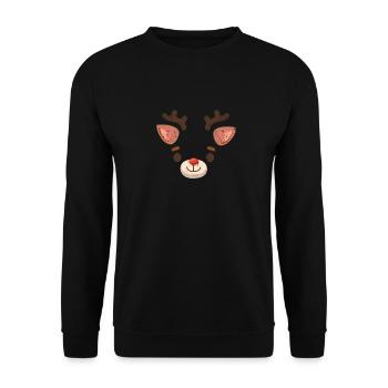 Rentier Weihnachtspyjama Hirschgeweih Xmas PJs - Unisex Pullover - Schwarz - Vorne - Alina (178cm) & Michal (187cm)