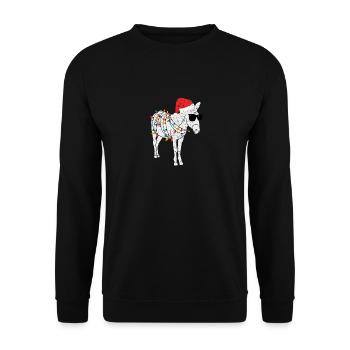 Weihnachtsmann Esel Weihnachtsbaum Lichter Lustig - Unisex Pullover - Schwarz - Vorne - Alina (178cm) & Michal (187cm)