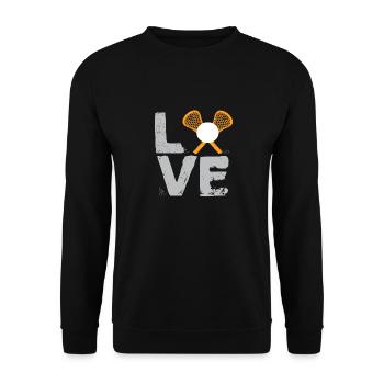 LOVE Lacrosse Vintage Retro Lacrosse T-Shirt - Unisex Sweatshirt - black - Front - Alina (178cm) & Michal (187cm)