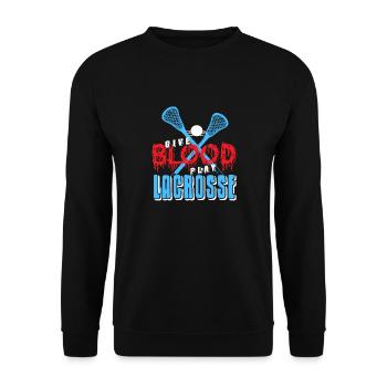 Retro Give Blood Play Lacrosse Awesome T-Shirt - Unisex Sweatshirt - black - Front - Alina (178cm) & Michal (187cm)