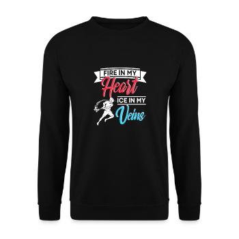 Fire In My Heart Ice In My Veins Cool Lacrosse - Unisex Sweatshirt - black - Front - Alina (178cm) & Michal (187cm)