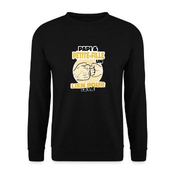 Opa Enkelin Ein Link Fürs Leben - Unisex Pullover - Schwarz - Vorne - Alina (178cm) & Michal (187cm)