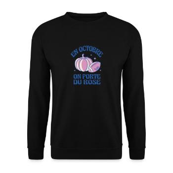 Im Oktober Tragen Wir Pink Pumpkin Adhesive Ribbon - Unisex Pullover - Schwarz - Vorne - Alina (178cm) & Michal (187cm)