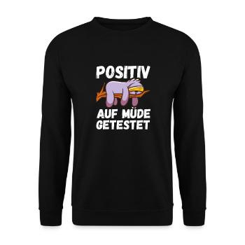 Positiv auf Müde getestet Sloth Fun - Unisex Pullover - Schwarz - Vorne - Alina (178cm) & Michal (187cm)