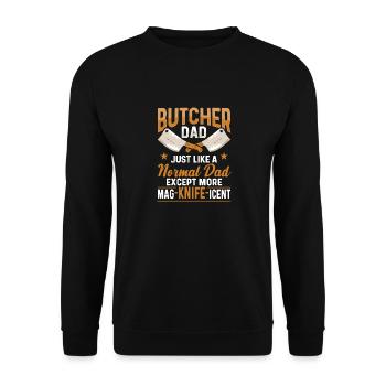 Fleischerei Metzger Fleischer Metzgerei Geschenk - Unisex Pullover - Schwarz - Vorne - Alina (178cm) & Michal (187cm)