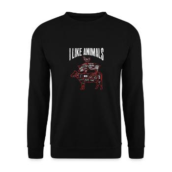 Butcher Butcher Butcher Butcher's Gift - Unisex Sweatshirt - black - Front - Alina (178cm) & Michal (187cm)
