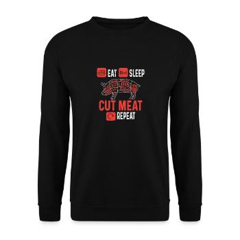 Fleischerei Metzger Fleischer Metzgerei Geschenk - Unisex Pullover - Schwarz - Vorne - Alina (178cm) & Michal (187cm)