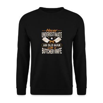 Fleischerei Metzger Fleischer Metzgerei Geschenk - Unisex Pullover - Schwarz - Vorne - Alina (178cm) & Michal (187cm)
