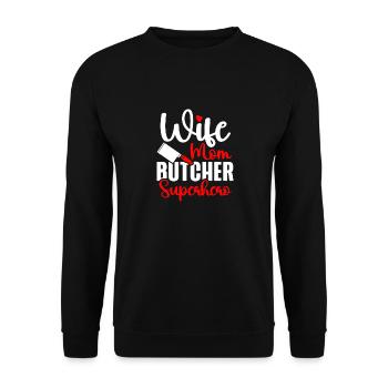 Butcher Butcher Butcher Butcher’s Gift - Sweat-shirt Unisexe - noir - Devant - Alina (178cm) & Michal (187cm)