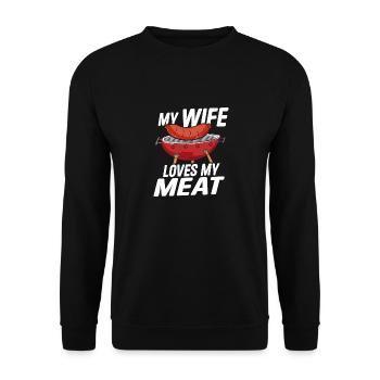 Fleischerei Metzger Fleischer Metzgerei Geschenk - Unisex Pullover - Schwarz - Vorne - Alina (178cm) & Michal (187cm)