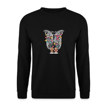 Skeleton Heart Rib Cage X-Ray Gingerbread Christmas - Unisex Sweatshirt - black - Front - Alina (178cm) & Michal (187cm)