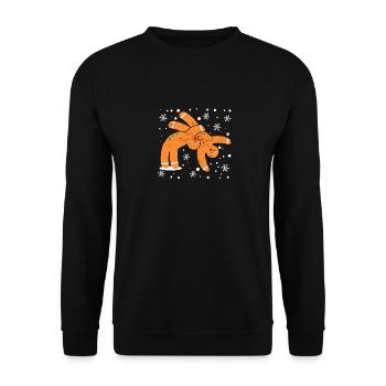 Lebkuchenmann Plätzchen Weihnachten Lustig Kampf - Unisex Pullover - Schwarz - Vorne - Alina (178cm) & Michal (187cm)