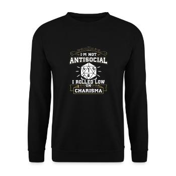 Pas antisocial, j’ai roulé avec un faible charisme - Sweat-shirt Unisexe - noir - Devant - Alina (178cm) & Michal (187cm)
