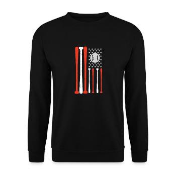 USA American Flag Baseball Player Vintage Design - Sweat-shirt Unisexe - noir - Devant - Alina (178cm) & Michal (187cm)